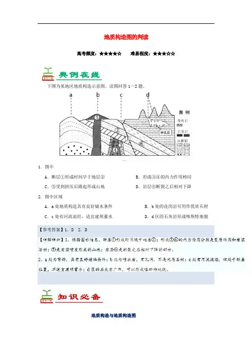 高考地理一轮复习 专题 地质构造图的判读每日一题