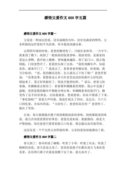 感悟父爱作文600字五篇