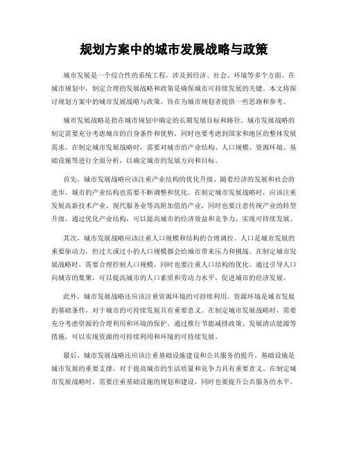 规划方案中的城市发展战略与政策