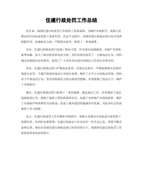 住建行政处罚工作总结