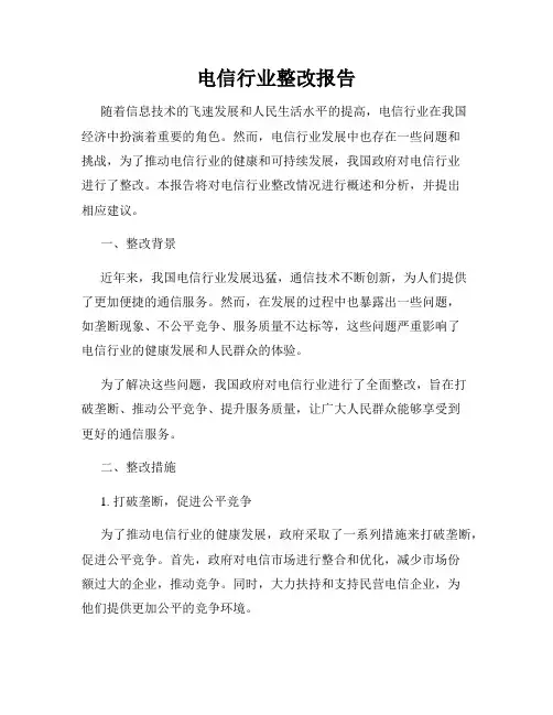 电信行业整改报告