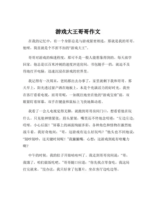 游戏大王哥哥作文