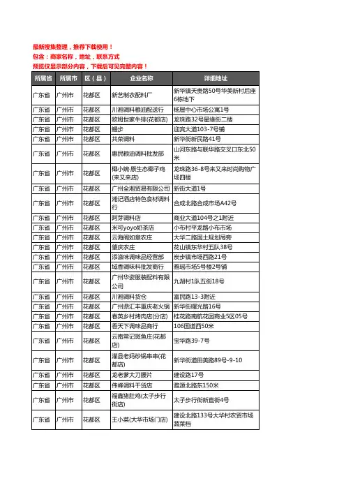 新版广东省广州市花都区调料企业公司商家户名录单联系方式地址大全42家