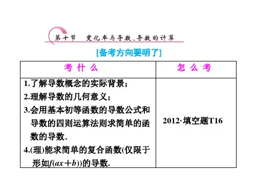 高考数学(理,浙江专版)一轮复习课件：2.10 变化率与导数、导数的计算