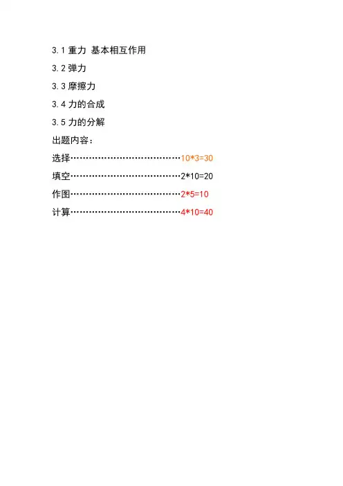 高中物理必修一《相互作用》测试