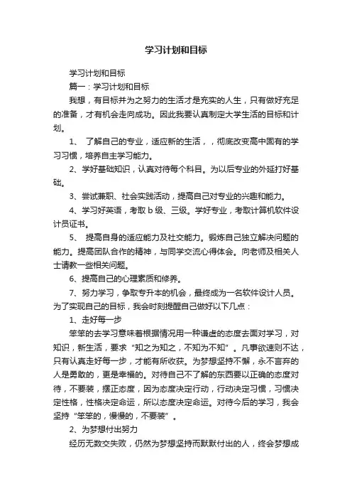 学习计划和目标