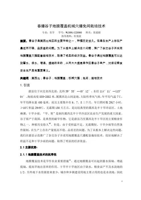 春播谷子地膜覆盖机械穴播免间栽培技术详解