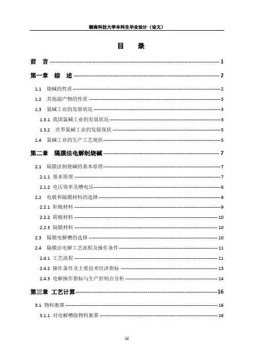 年产20万吨烧碱电解工段的初步工艺设计