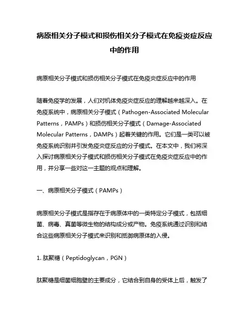 病原相关分子模式和损伤相关分子模式在免疫炎症反应中的作用