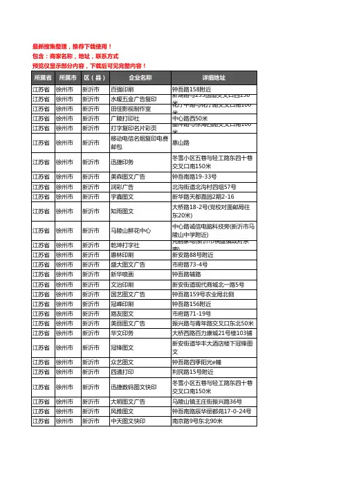 新版江苏省徐州市新沂市打印企业公司商家户名录单联系方式地址大全29家