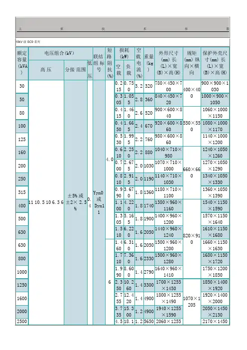 变压器主要技术参数