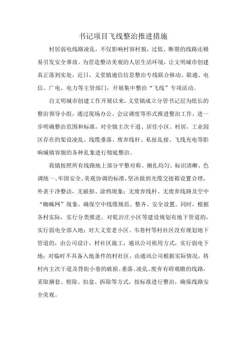 书记项目飞线整治推进措施