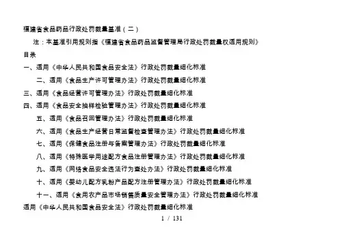 福建省食品药品行政处罚裁量基准(二)