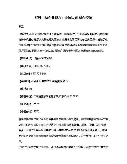 提升小微企业能力:突破边界,整合资源