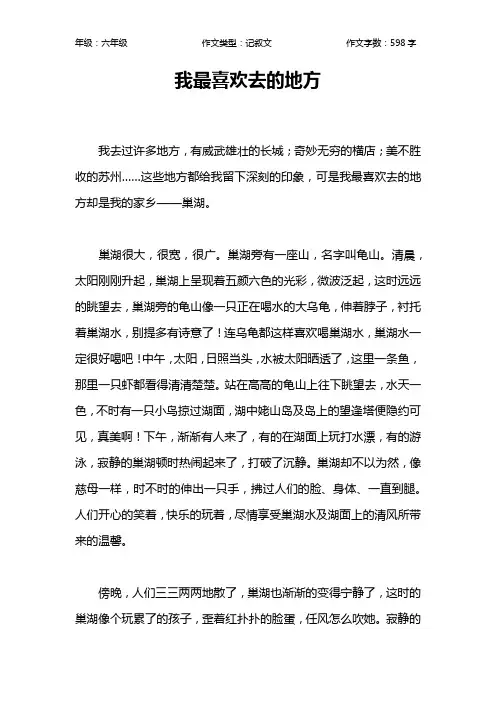 我最喜欢去的地方作文【小学六年级600字】