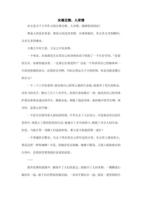灾难无情,人有情_小学作文