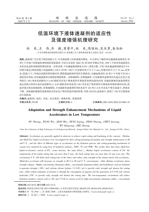 低温环境下液体速凝剂的适应性及强度增强机理研究　