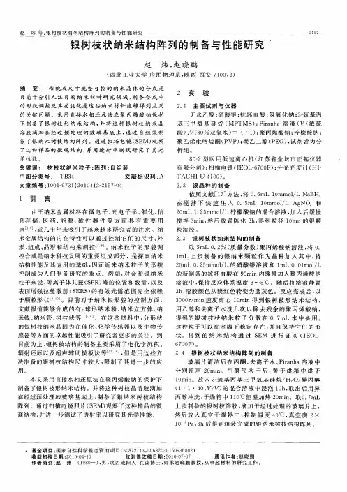 银树枝状纳米结构阵列的制备与性能研究