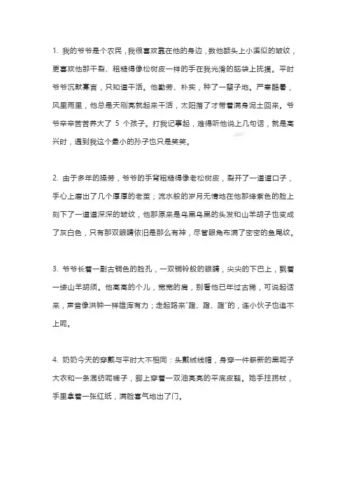 20个人物描写精彩片段之老年篇