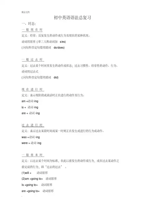 初中英语语法总复习