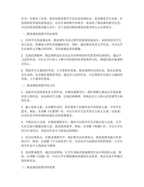 精读课思政教学心得体会