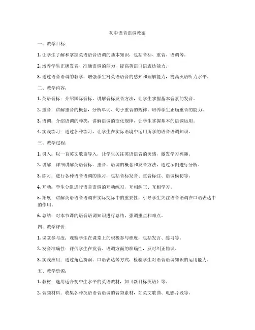 初中语音语调教案