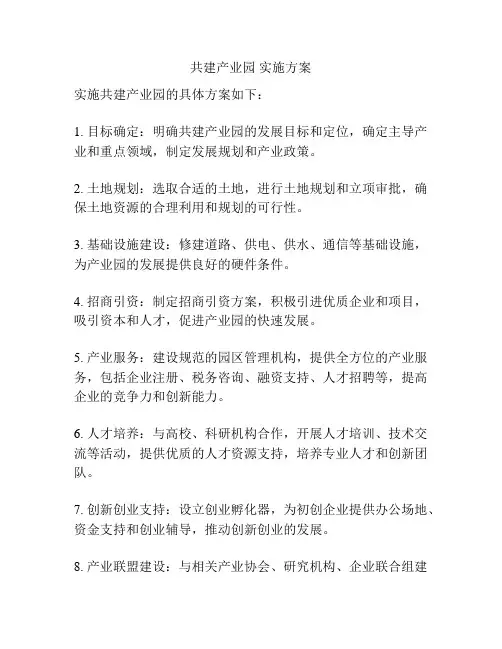 共建产业园 实施方案