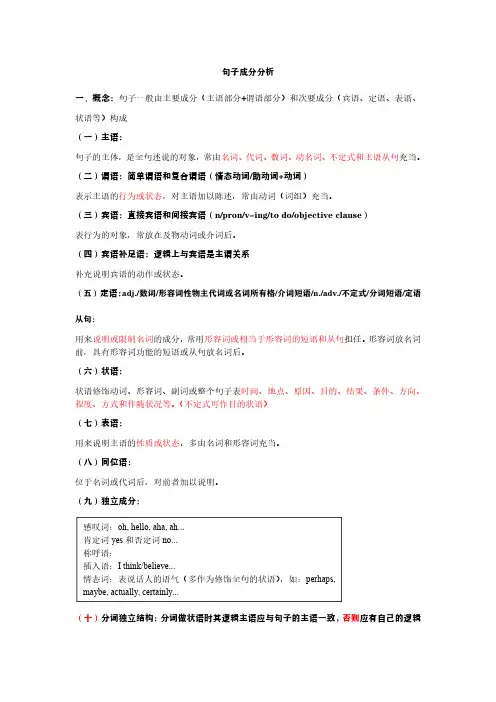 句子成分和种类