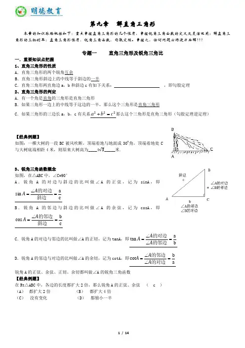 解直角三角形——教师版(带完整答案)
