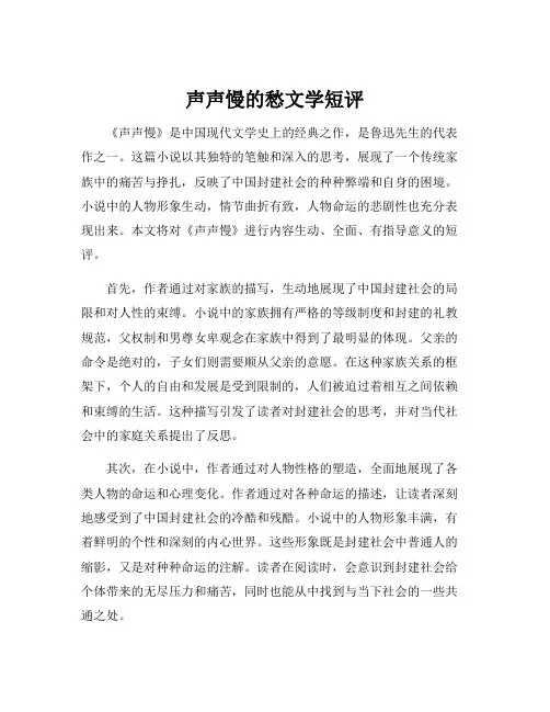 声声慢的愁文学短评