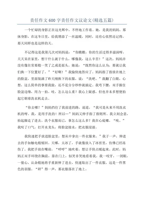 责任作文600字责任作文议论文(精选五篇)