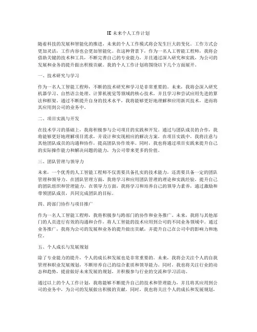 IE未来个人工作计划
