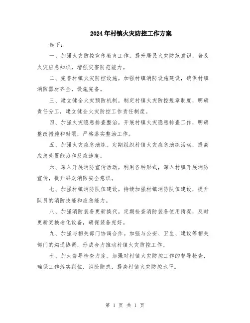 2024年村镇火灾防控工作方案