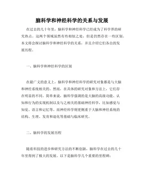 脑科学和神经科学的关系与发展
