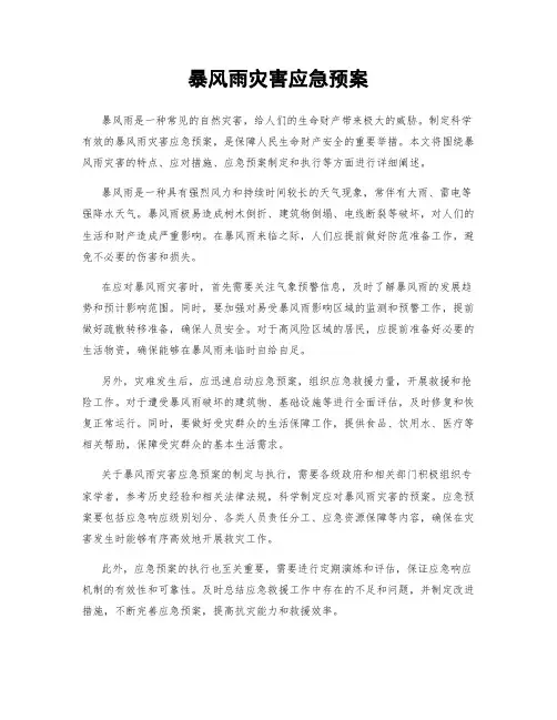 暴风雨灾害应急预案
