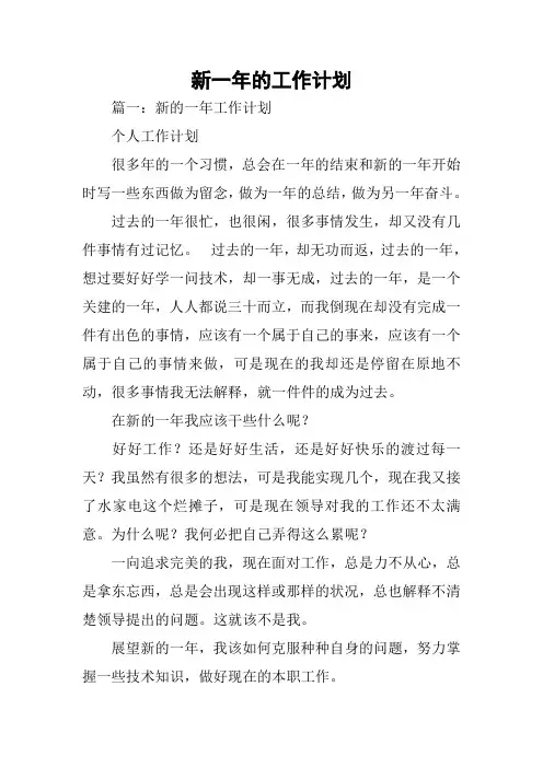 新一年的工作计划