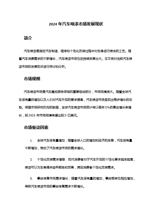 2024年汽车喷漆市场发展现状