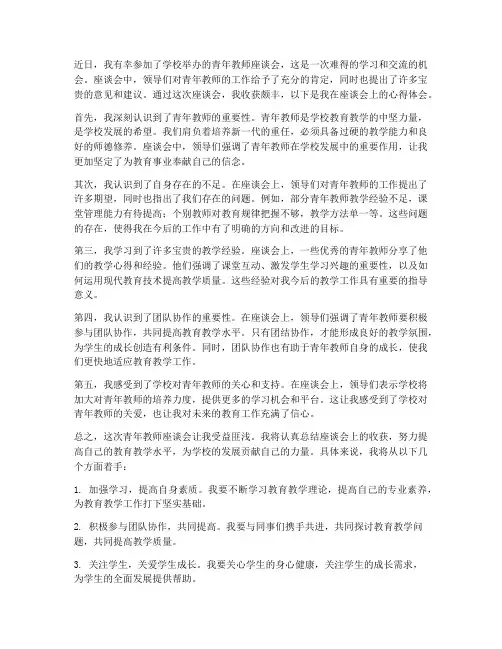 青年教师座谈会心得体会