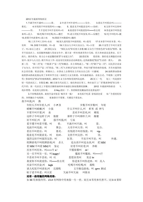 2012年最新网络新词