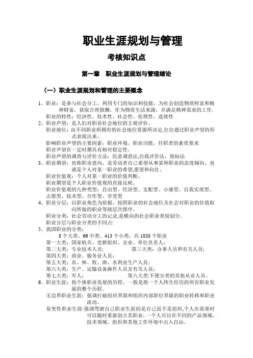 职业生涯规划与管理-知识点