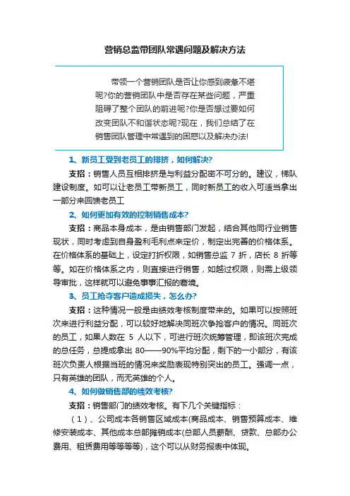 营销总监带团队常遇问题及解决方法