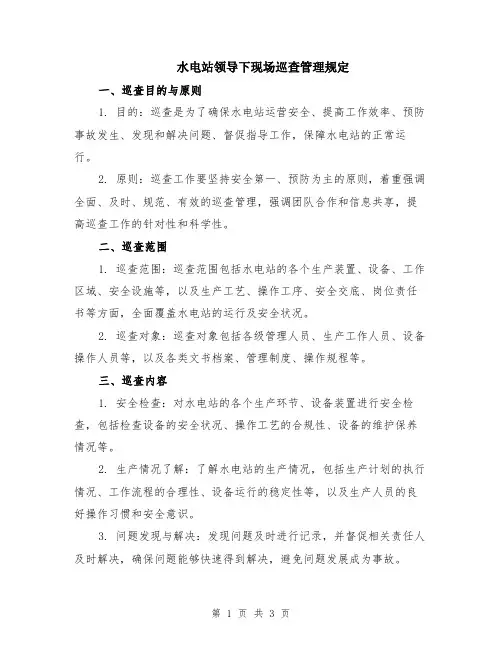 水电站领导下现场巡查管理规定