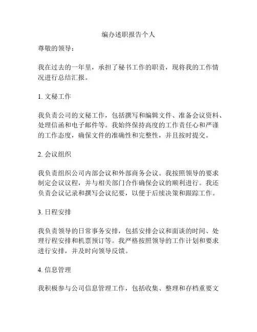 编办述职报告个人