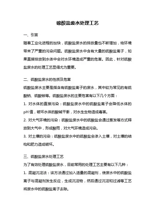 硫酸盐废水处理工艺