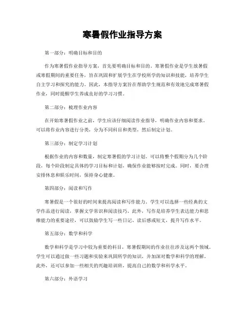 寒暑假作业指导方案