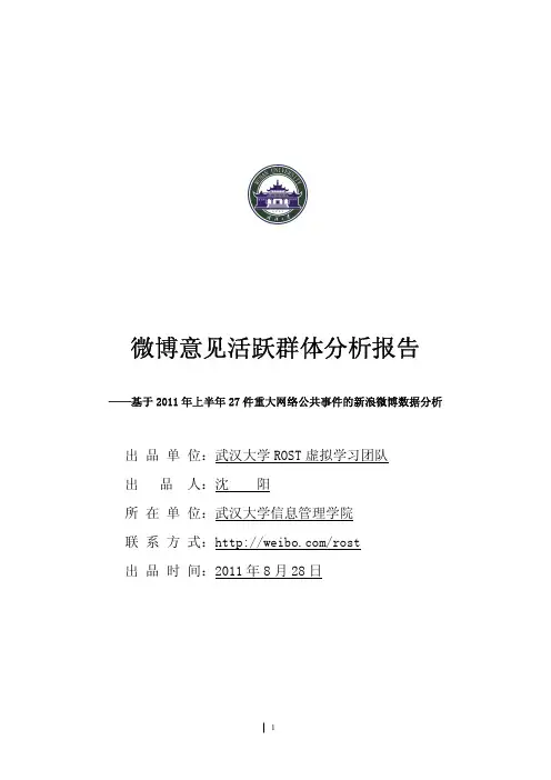 微博意见活跃群体分析报告终稿