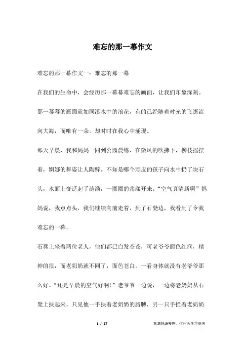 难忘的那一幕作文