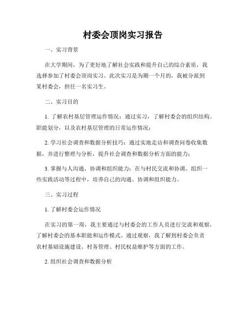 村委会顶岗实习报告