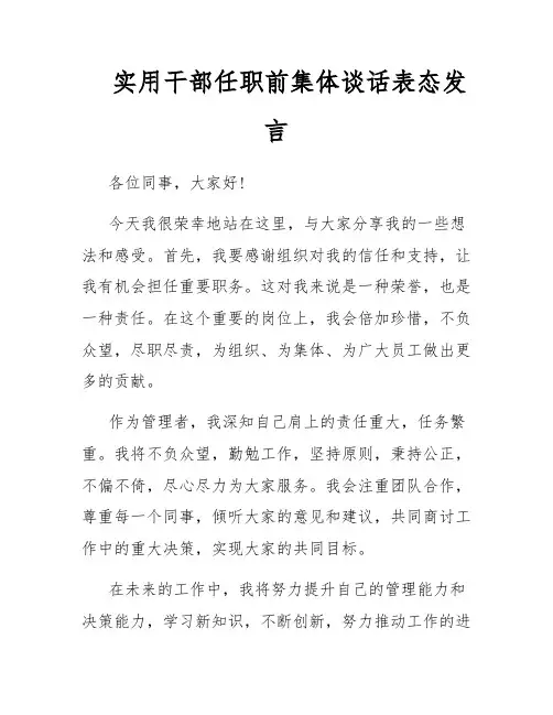 实用干部任职前集体谈话表态发言