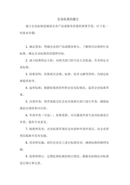 企业标准的建立
